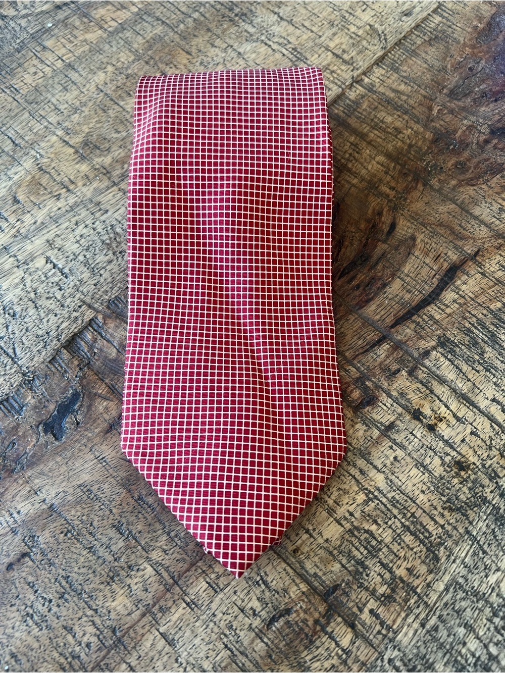 Guy Laroche Red Grid Silk Tie
